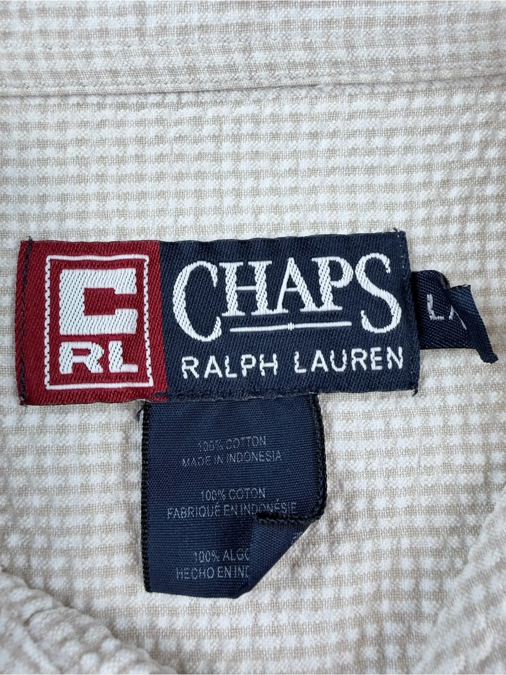Chaps Ralph Lauren Men's Short-Sleeve Button-Down Shirt in Light Cream Textured